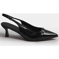 Yours Extra Wide Fit Slingback Buckle Court Heel - Black