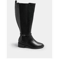 Yours Extra Wide Fit Elastic Riding Boot - Black