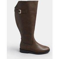 Yours Extra Wide Fit Metal Buckle Boot - Brown