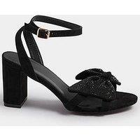 Yours Extra Wide Fit Diamante Bow Sandal - Black