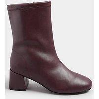 Yours Extra Wide Fit Block Heel Stretch Boot - Red