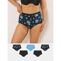 Yours Curve 5 Pack Floral Full Briefs - Black