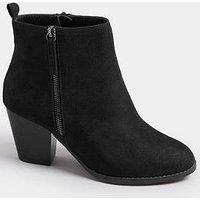 Yours Wide Fit Micro Side Zip Heel Boot - Black