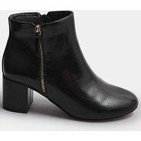 Yours Wide Fit Pu Side Zip Block Boot - Black