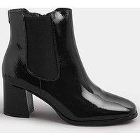 Yours Wide Fit Patent Block Chelsea Boot - Black