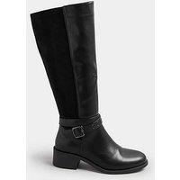 Yours Wide Fit Block Metal Strap Boot - Black