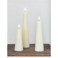 Lights4Fun Truglow Ivory Cone Led Pillar Candle Trio