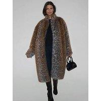 Religion Dolly Faux Fur Leopard Animal Print Coat - Animal
