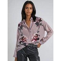 Religion Diana Loose Fit Rose Heart Shirt - Pink