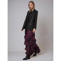 Religion Scarlet Ruffle Layered Georgette Maxi Skirt - Red