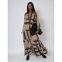 Religion Loose Zoe Stripe Selvage Maxi Dress - Brown