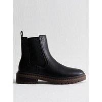 New Look Black Faux Leather Chunky Chelsea Boots
