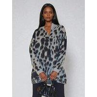 Religion Erin Knitted Funnel Neck Animal Print Jumper Dress - Animal