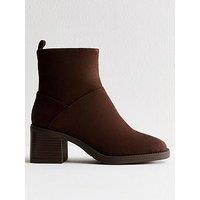 New Look Brown Faux Suede Heeled Ankle Boots