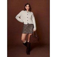 New Look Pattern Check Mini Skirt - Brown