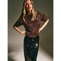 New Look Brown Sparkle Knit Crew Neck Jumper
