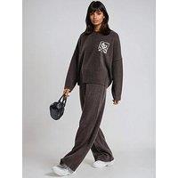 Religion Knitted Quiet Luxury Skull Jacquard Trouser - Brown