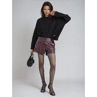 Religion Dark Red Orbit Faux Leather Shorts - Red