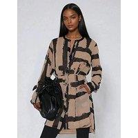 Religion Zoe Abstract Stripe Long Line Tunic Dress - Brown