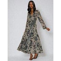 Religion 2 Way Wrap Floral Georgette Maxi Dress - Brown