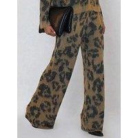 Religion Knitted Wide Leg Animal Print Lounge Trouser - Animal