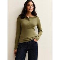 New Look Long Sleeve Henley Top - Green