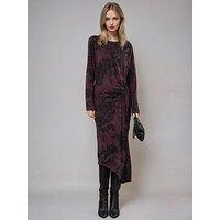 Religion Long Sleeved Drape Floral Jersey Dress - Purple