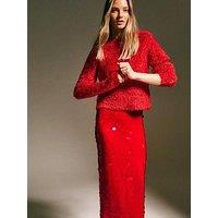New Look Sparkle Knit Crew Neck Jumper - Red