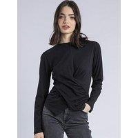 Religion Long Sleeved Cross Over T-Shirt - Black