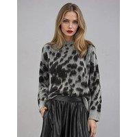 Religion Erin Crew Neck Animal Leopard Print Jumper - Animal