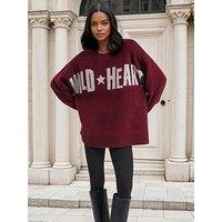 Religion Hatty Wild Heart Overszied Jumper - Red