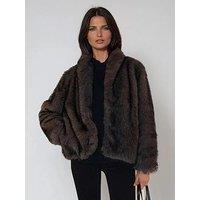 Religion Short Luna Faux Fur Coat - Brown