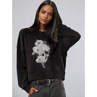 Religion Flora Batwing Graphic Sweatshirt - Black