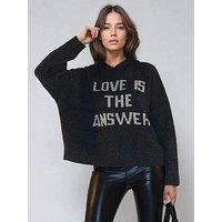 Religion Courtney Slogan Soft Yarn Hoody Jumper - Grey