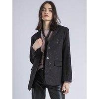 Religion Emily Collarless Foil Tie Blazer - Black