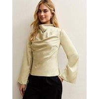 New Look Cowl Neck Long Sleeve Top - Beige