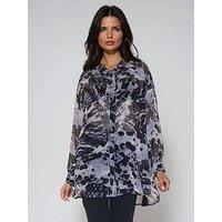 Religion Zoe Oversized Animal Print Long Line Shirt In Wings Animal Print - Animal