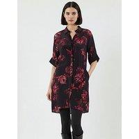 Religion Lola Oversized Floral Tie Waist Tunic Dress - Red