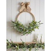 The Very Collection 55Cm Wooden Bead Wreath, Lavender, Purple