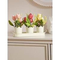 The Very Collection Set 3 Faux Tulip In Pot