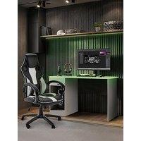 X Rocker X Rocker Gaming Bundle - Carbon-Tek Led Desk And Maverick Office Gaming Chair (White/Black)