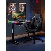 X Rocker X Rocker Gaming Bundle Panther Rgb Led Desk And Saturn Mid-Back Office Gaming Chair - Gold