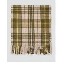 Mango Check Scarf With Fringed Ends - Green