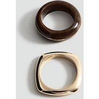 Mango Pack Of 2 Rigid Bracelets - Gold