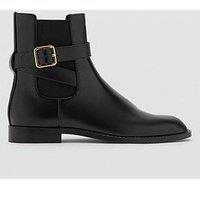Mango Ankle Boots With Elastic Panel And Buckle - Black