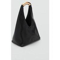 Mango Handbag With Metal Handle - Black