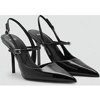Mango Patent Leather Shoes With Straps And Buckle - Black
