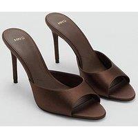 Mango Satin Open Toe Heel - Brown
