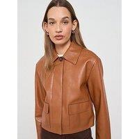 Mango Leather Effect Jacket With Pockets