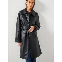 Mango Long Faux Leather Trench With Belt